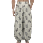 Grey Doodle Sandwich Pattern Print Lantern Pants
