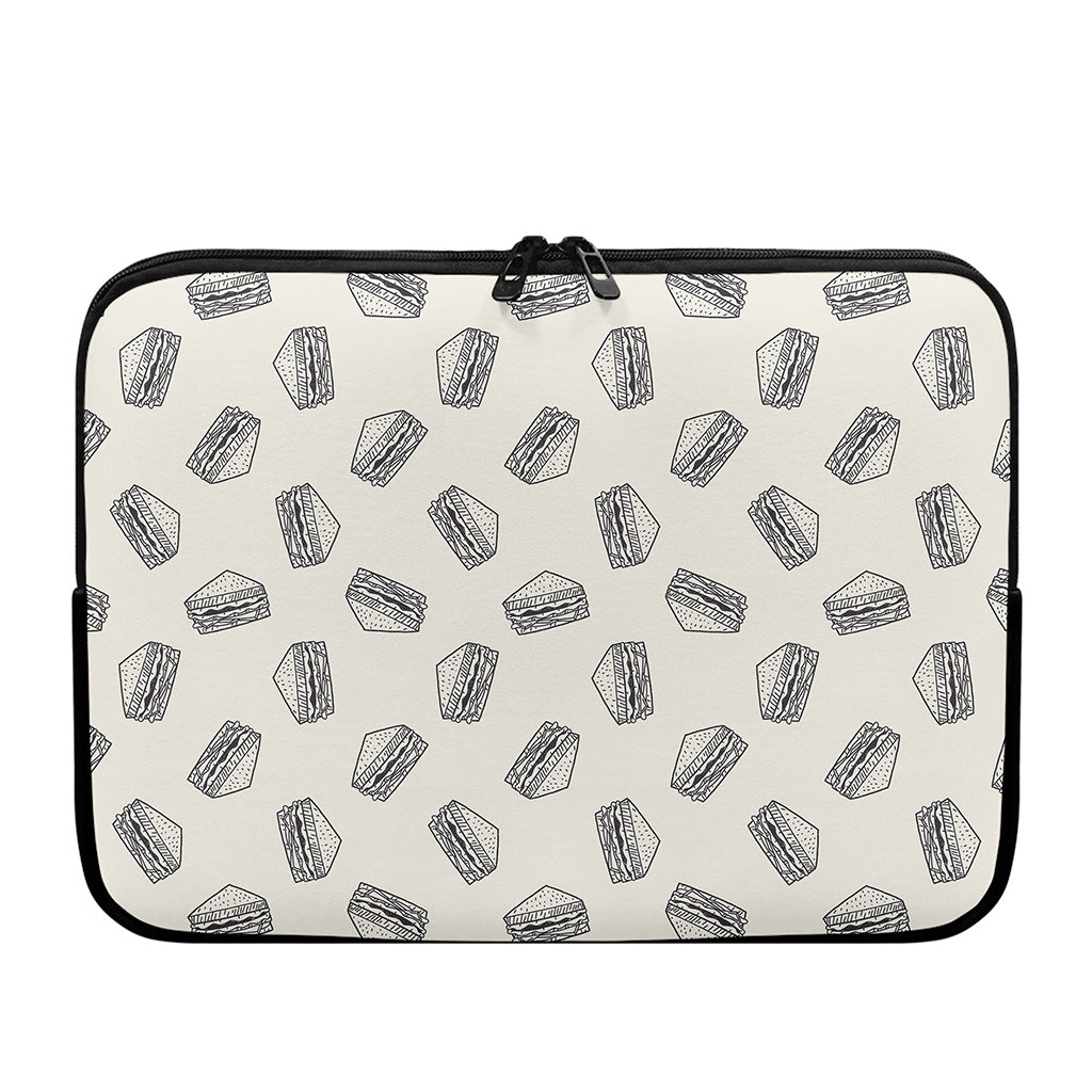 Grey Doodle Sandwich Pattern Print Laptop Sleeve