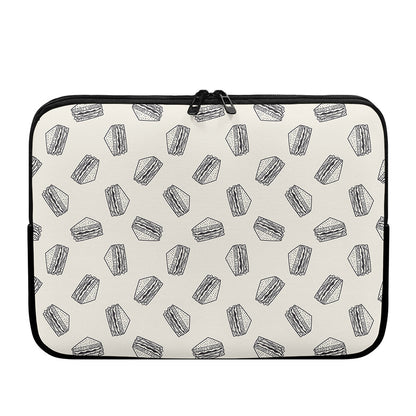 Grey Doodle Sandwich Pattern Print Laptop Sleeve