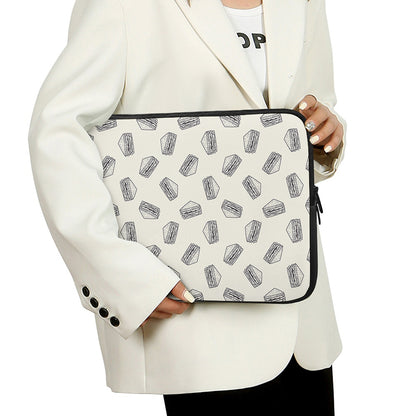 Grey Doodle Sandwich Pattern Print Laptop Sleeve