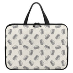 Grey Doodle Sandwich Pattern Print Laptop Sleeve With Handle