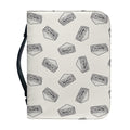 Grey Doodle Sandwich Pattern Print Leather Bible Cover