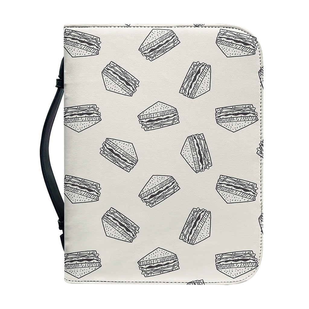 Grey Doodle Sandwich Pattern Print Leather Bible Cover