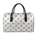 Grey Doodle Sandwich Pattern Print Leather Duffel Bag