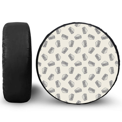 Grey Doodle Sandwich Pattern Print Leather Spare Tire Cover