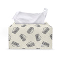 Grey Doodle Sandwich Pattern Print Leather Tissue Box Cover