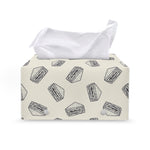 Grey Doodle Sandwich Pattern Print Leather Tissue Box Cover