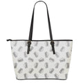 Grey Doodle Sandwich Pattern Print Leather Tote Bag With Zipper