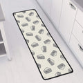 Grey Doodle Sandwich Pattern Print Long Kitchen Mat