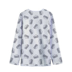 Grey Doodle Sandwich Pattern Print Long Sleeve Short Coat