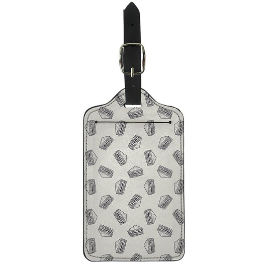 Grey Doodle Sandwich Pattern Print Luggage Tag