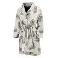 Grey Doodle Sandwich Pattern Print Men's Bathrobe