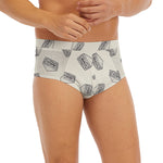 Grey Doodle Sandwich Pattern Print Men's Briefs