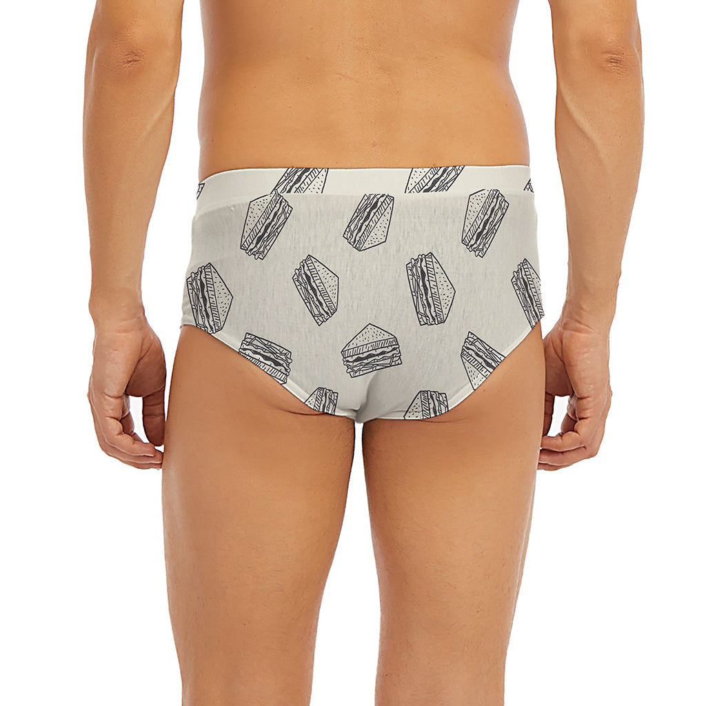 Grey Doodle Sandwich Pattern Print Men's Briefs