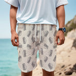 Grey Doodle Sandwich Pattern Print Men's Cargo Shorts