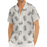 Grey Doodle Sandwich Pattern Print Men's Deep V-Neck Shirt