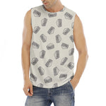 Grey Doodle Sandwich Pattern Print Men's Fitness Tank Top