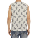 Grey Doodle Sandwich Pattern Print Men's Fitness Tank Top