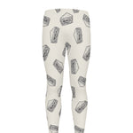Grey Doodle Sandwich Pattern Print Men's leggings