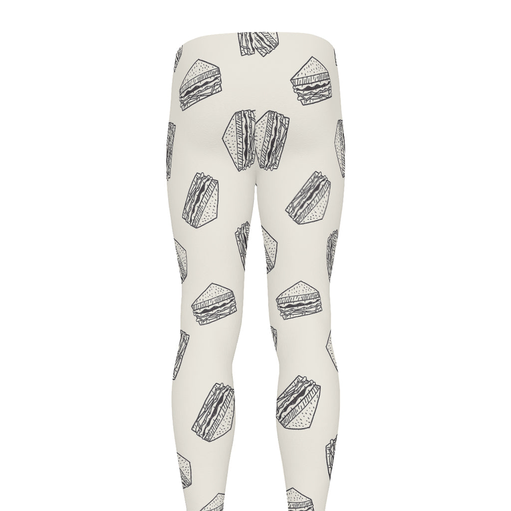 Grey Doodle Sandwich Pattern Print Men's leggings