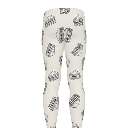 Grey Doodle Sandwich Pattern Print Men's leggings