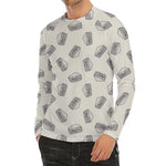 Grey Doodle Sandwich Pattern Print Men's Long Sleeve Rash Guard