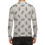 Grey Doodle Sandwich Pattern Print Men's Long Sleeve Rash Guard
