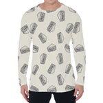 Grey Doodle Sandwich Pattern Print Men's Long Sleeve T-Shirt