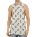 Grey Doodle Sandwich Pattern Print Men's Muscle Tank Top