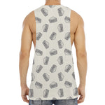 Grey Doodle Sandwich Pattern Print Men's Muscle Tank Top