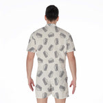 Grey Doodle Sandwich Pattern Print Men's Rompers