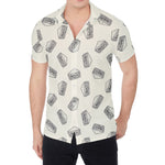 Grey Doodle Sandwich Pattern Print Men's Shirt