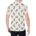 Grey Doodle Sandwich Pattern Print Men's Shirt