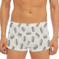 Grey Doodle Sandwich Pattern Print Men's Short Boxer Briefs