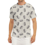 Grey Doodle Sandwich Pattern Print Men's Short Sleeve Rash Guard