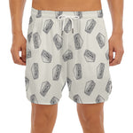Grey Doodle Sandwich Pattern Print Men's Split Running Shorts