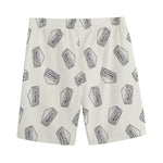 Grey Doodle Sandwich Pattern Print Men's Sports Shorts