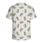 Grey Doodle Sandwich Pattern Print Men's Sports T-Shirt