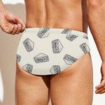Grey Doodle Sandwich Pattern Print Men's Swim Briefs