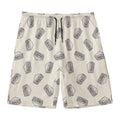 Grey Doodle Sandwich Pattern Print Men's Swim Trunks