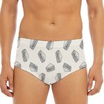Grey Doodle Sandwich Pattern Print Men's Triangle Swim Briefs