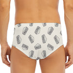 Grey Doodle Sandwich Pattern Print Men's Triangle Swim Briefs