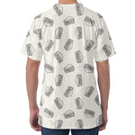 Grey Doodle Sandwich Pattern Print Men's Velvet T-Shirt