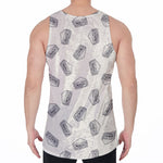 Grey Doodle Sandwich Pattern Print Men's Velvet Tank Top