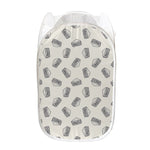 Grey Doodle Sandwich Pattern Print Mesh Laundry Hamper