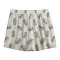 Grey Doodle Sandwich Pattern Print Mesh Shorts