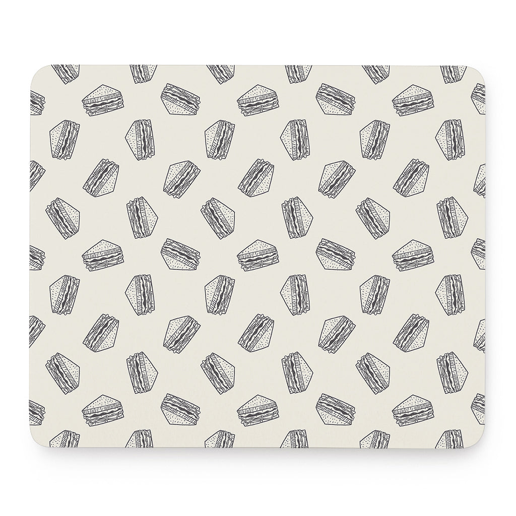 Grey Doodle Sandwich Pattern Print Mouse Pad