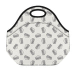 Grey Doodle Sandwich Pattern Print Neoprene Lunch Bag