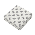 Grey Doodle Sandwich Pattern Print Outdoor Seat Cushion Cover