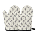 Grey Doodle Sandwich Pattern Print Oven Mitts